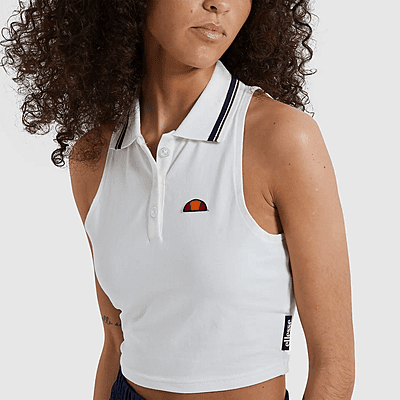 Ellesse Women's Ontom Off White Polo Crop Vest Top
